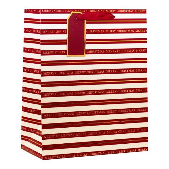 GIFT BAG CHRISTMAS STRIPE MEDUM