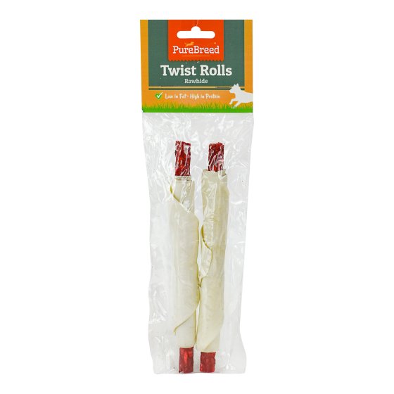 PET CHEW RAWHIDE TWIST ROLLS 2PK