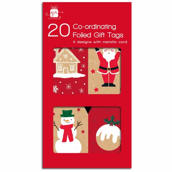 XH1202 TAGS 20PK CO ORD FESTIVE KRAFT