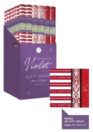 XH2101 WRAP 3M ROLL MERRY CHRISTMAS R