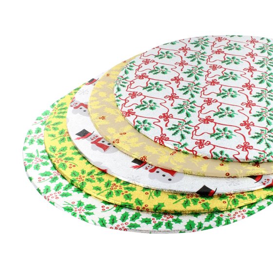 XH6608 CAKE CARK 25CM ROUND XMAS