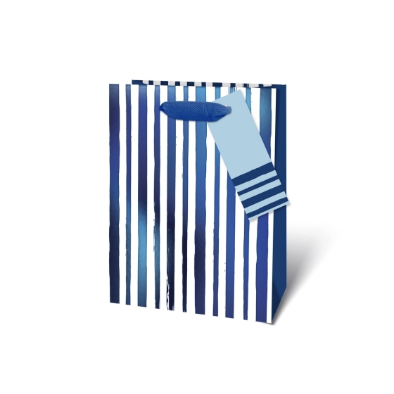 SJ15242 SJ15242 GIFT BAG BLUE STRIPES MEDIUM