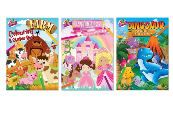 SJ10012 SJ10012 COLOURING N STICKER BOOK ASST