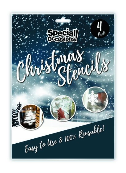 CHRISTMAS SNOW SPRAY STENCILS 4PK
