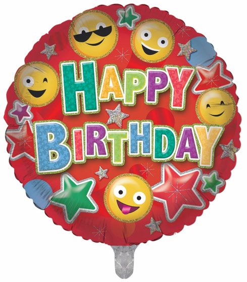 BALLOON 18IN FOIL BIRTHDAY EMOJI