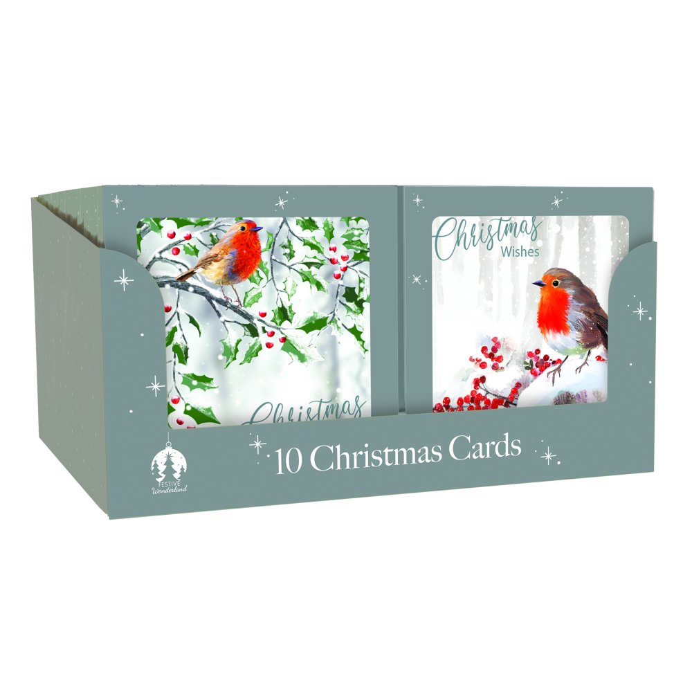 XG0613 CARDS SQUARE ROBIN 10 PK : Perkins Group