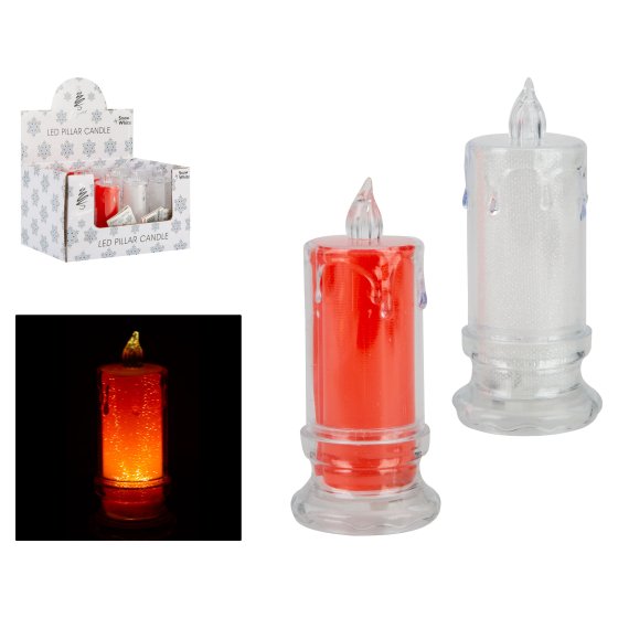 11CM LED PILLAR CANDLE RED/WHITE ASSTD