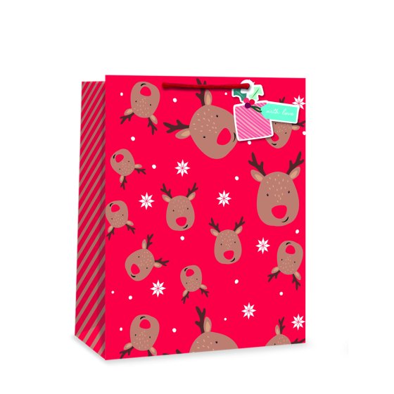 XH3021 GIFT BAG XMAS REINDEER LRG