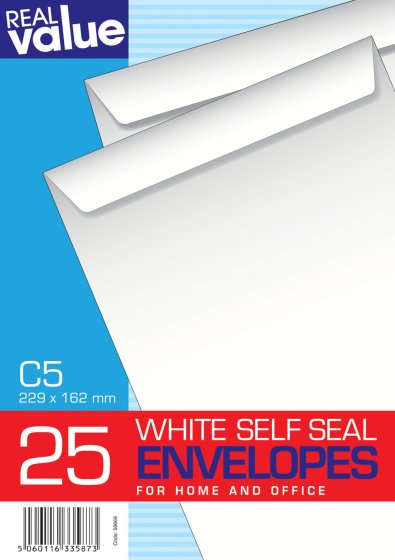 SH01007 RV C5 WHITE SELF SEAL ENV 25S