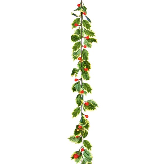 XH3806 GARLAND LIT 1.8M HOLLY W/WHITE