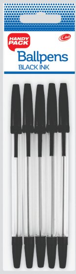 CH0901 SH06706 PENS BLACK STICK PACK OF 5