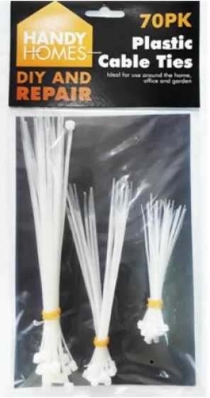 CABLE TIES PLASTIC 70PK CLIPSTRIP