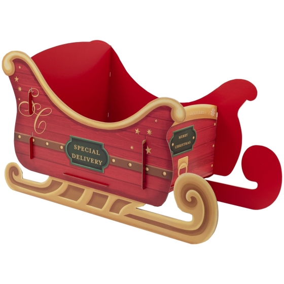 GIFT BOX LARGE SANTA SLEIGH W/STICKERS