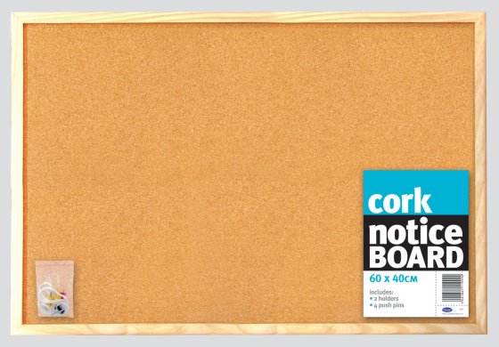 SH04007 CORK NOTICE BOARD 60X40CM
