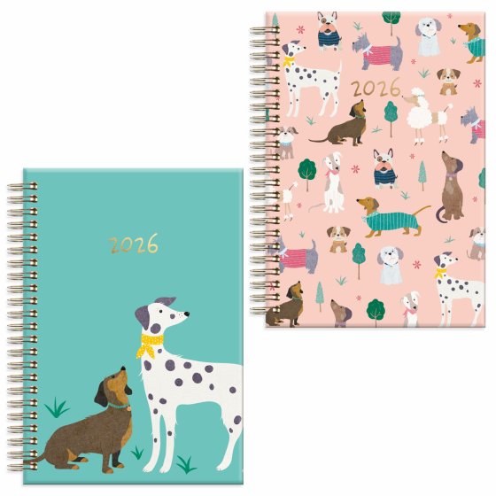DH0605 DIARY A5 WTV WIRO DOGS ILLUSTR