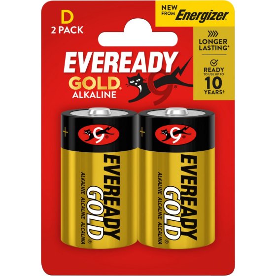 SJ11513 SJ11513 BATTERIES EVEREADY D 2PK GOLD ALKALINE