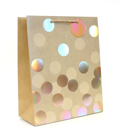 GIFT BAG GOLD SPOTS LRG CS