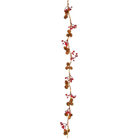 XH3805 GARLAND LIT 1.8M BERRY W/WHITE