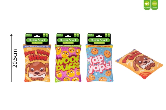 SJ11310 DOG TOY SQUEAKY CRINKLE CRISP PACKET ASST