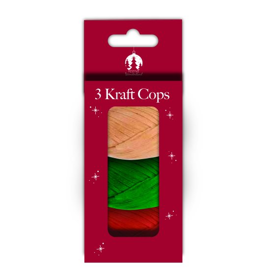 XG2910 RIBBON COPS KRAFT RED GOLD GREEN 3PK