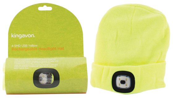 HEADLIGHT HAT YELLOW RECHARGEABLE USB 4SMD