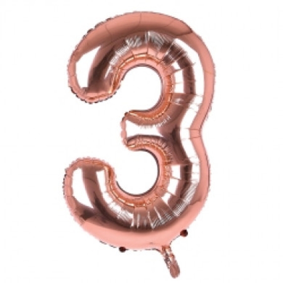 BALLOON 34IN ROSE GOLD NO 3 FOIL