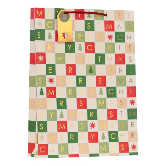 GIFT BAG CHRISTMAS GRID XL
