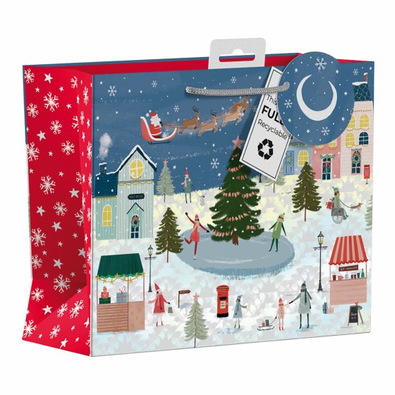 XH3007 GIFT BAG WINTER VILLAGE M LAND