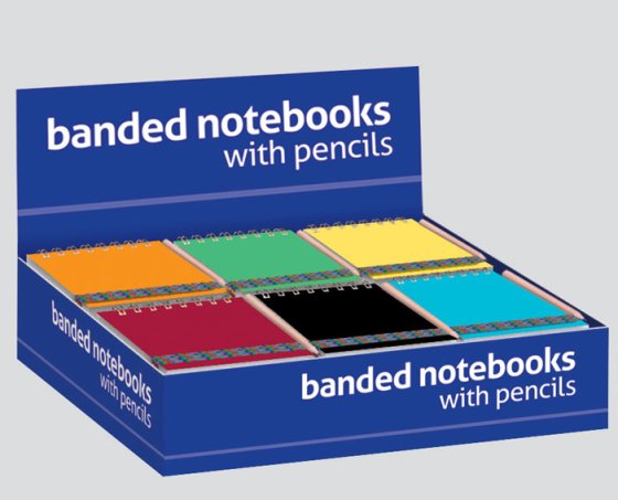 SH02505 NOTEBOOK A7 BANDED PENCIL ASST