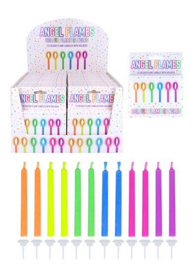 SJ12933 SJ12933 CANDLES N HOLDERS COLOURED NEON ANGEL FLAMES