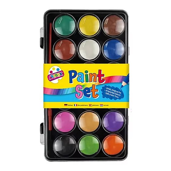 PAINT BOX W BRUSH 18 COLOURS