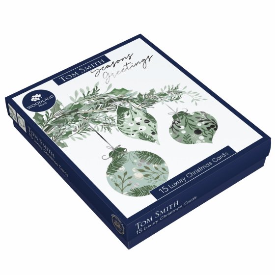 XH0408 CARDS LUX BOXED WREATH & BAUBL