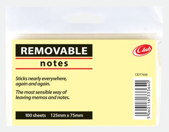 SH03002 STICKY NOTES 75 X 125 YELLOW