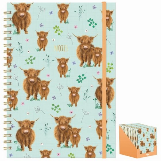 SJ01301 SJ01301 NOTEBOOK TWIN WIRO A4 HIGHLAND COW