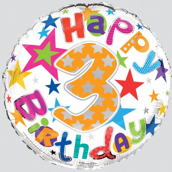 SH12804 FOIL BALLOON AGE 3 UNISEX