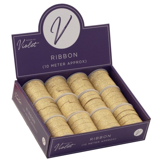 RIBBON 10M GLITTER GOLD