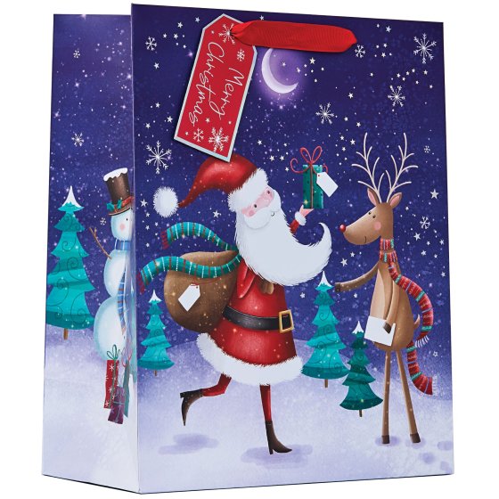 XH2510 GIFT BAG SANTA N RUDOLPH L