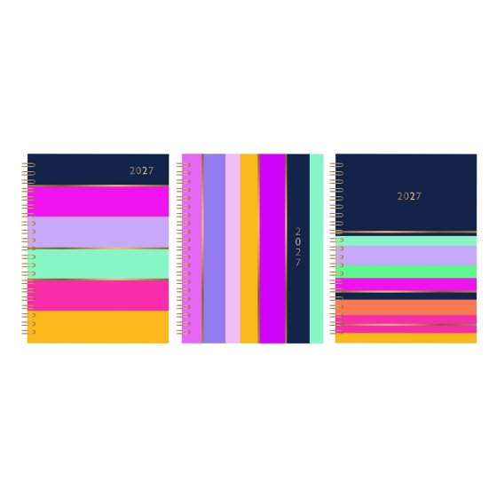 DJ0404 2027 DIARY A5 WIRO BRIGHT STRIPE DTP ASST
