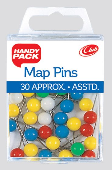 SH04808 MAP PINS COLOURED HANDY PK