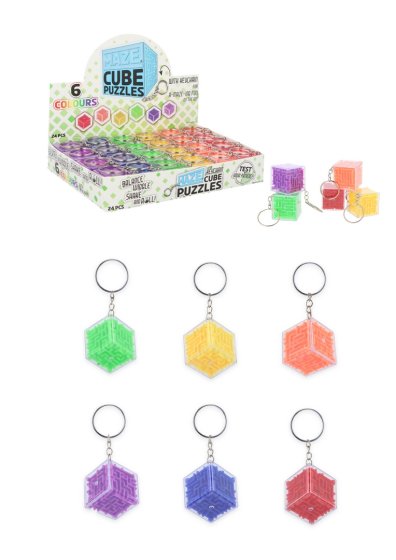 SJ09707 SJ09707 KEYRING PUZZLE MAZE CUBES 3D 2.8CM ASST