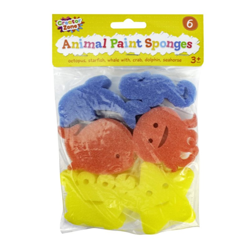 SPONGE ANIMAL PAINTING SPONGE 6PK Perkins Group
