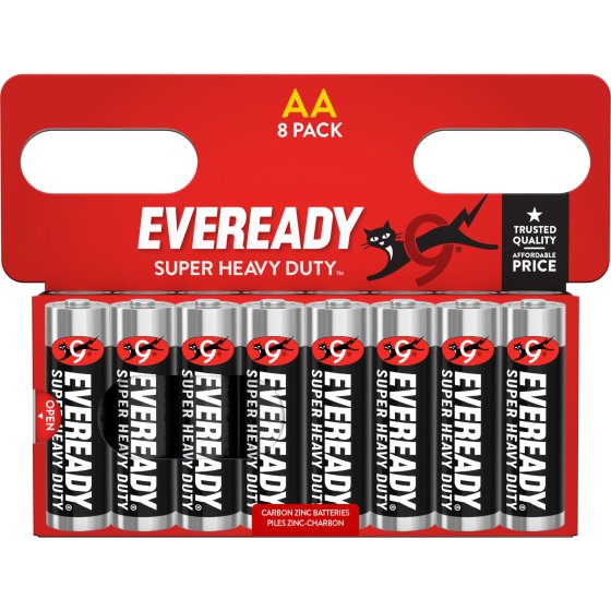 AJ1606 EVEREADY SUPER HEAVY DUTY ZINC BATTERIES AA 8PK