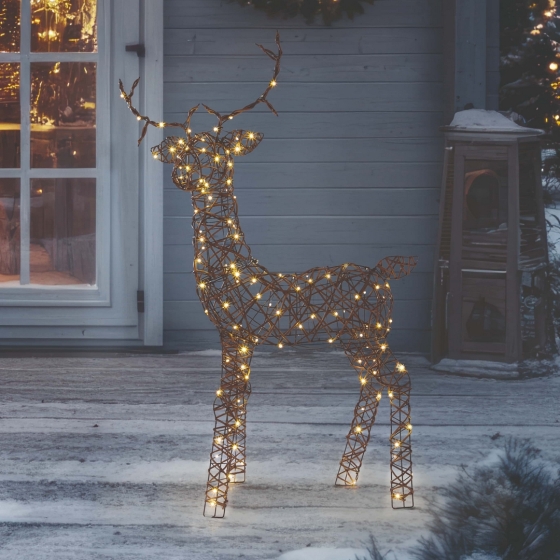 110CM LIT STANDING RATTAN REINDEER