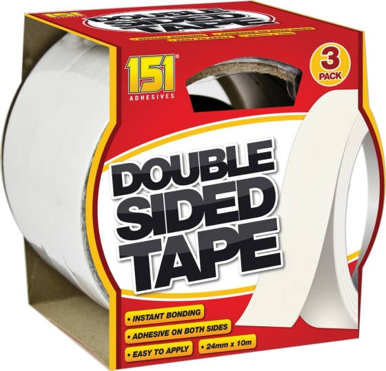 TAPE D/SIDED 3 PK 24mm x 8mm