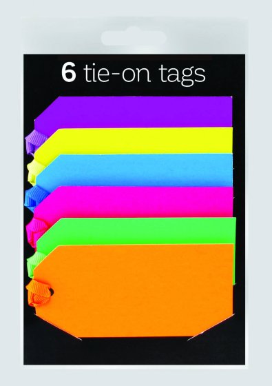 SH00706 6 TIE ON NEON GIFT TAGS