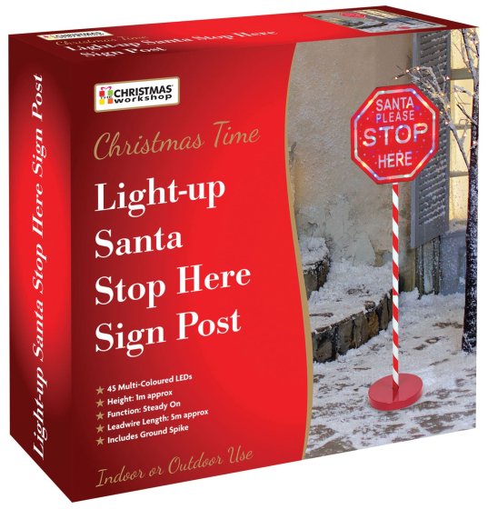 WIGIG SIGN POST 1M LIGHT UP SANTA PL