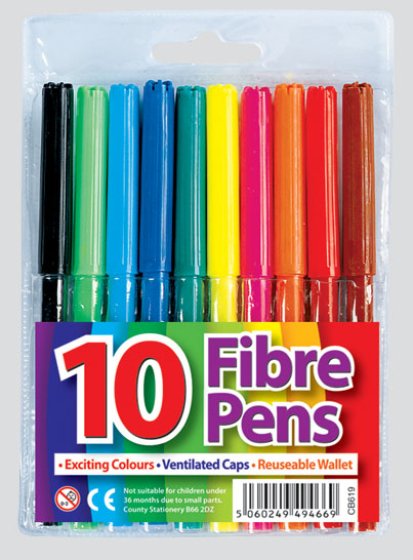 CH1101 SH08101 FIBRE PENS 10 PACK