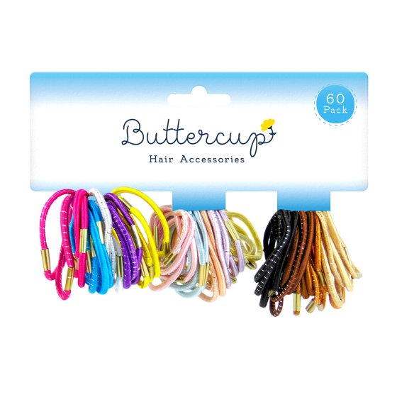 ASSORTED COLOUR HAIR BANDS 60PK
