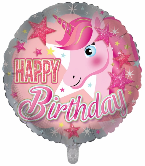 BALLOON 18IN FOIL BIRTHDAY UNICORN JUV