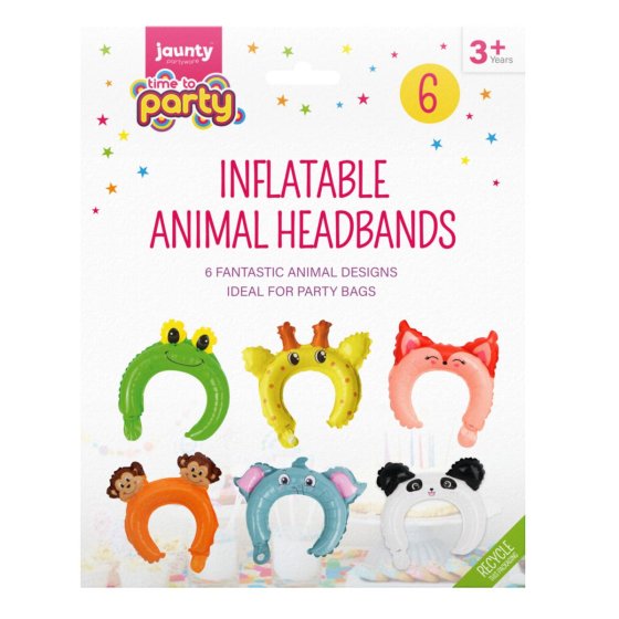 HEADBANDS INFLATABLE ANIMAL 6PK